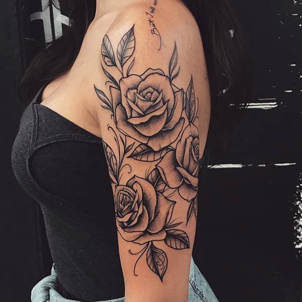 21 Rose Shoulder Tattoo Ideas for Women | StayGlam