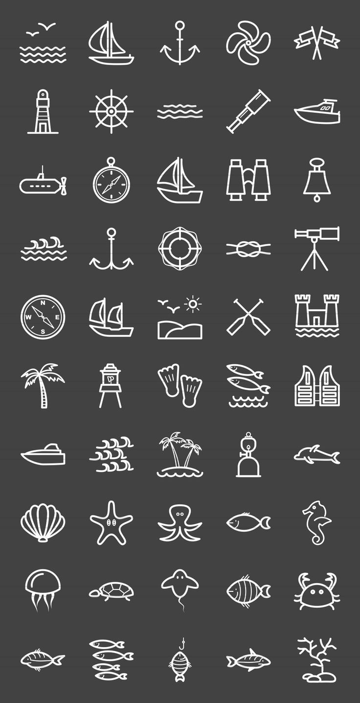 50 Sea Line Inverted Icons - Icons