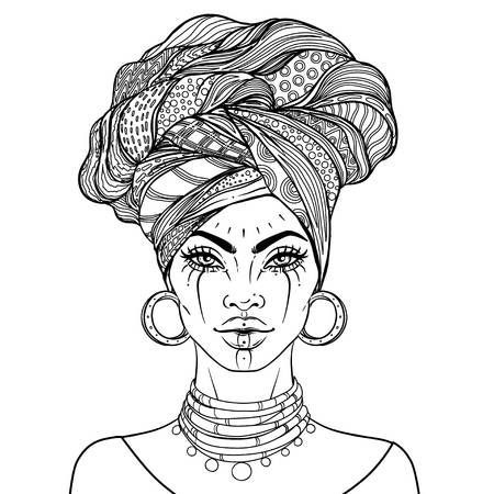 African American pretty girl. Vector Illustration of Black Woman