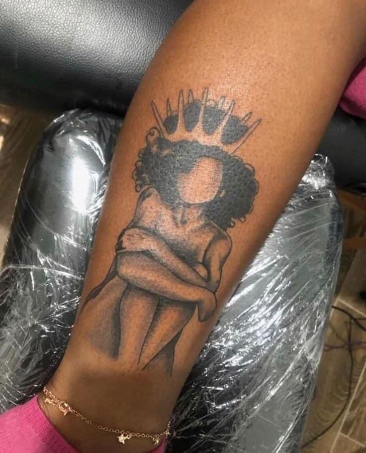 Afro queen tattoo