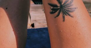 Ankle palm tree tattoo