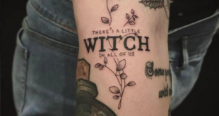 Halloween Witch Lettering Tattoo