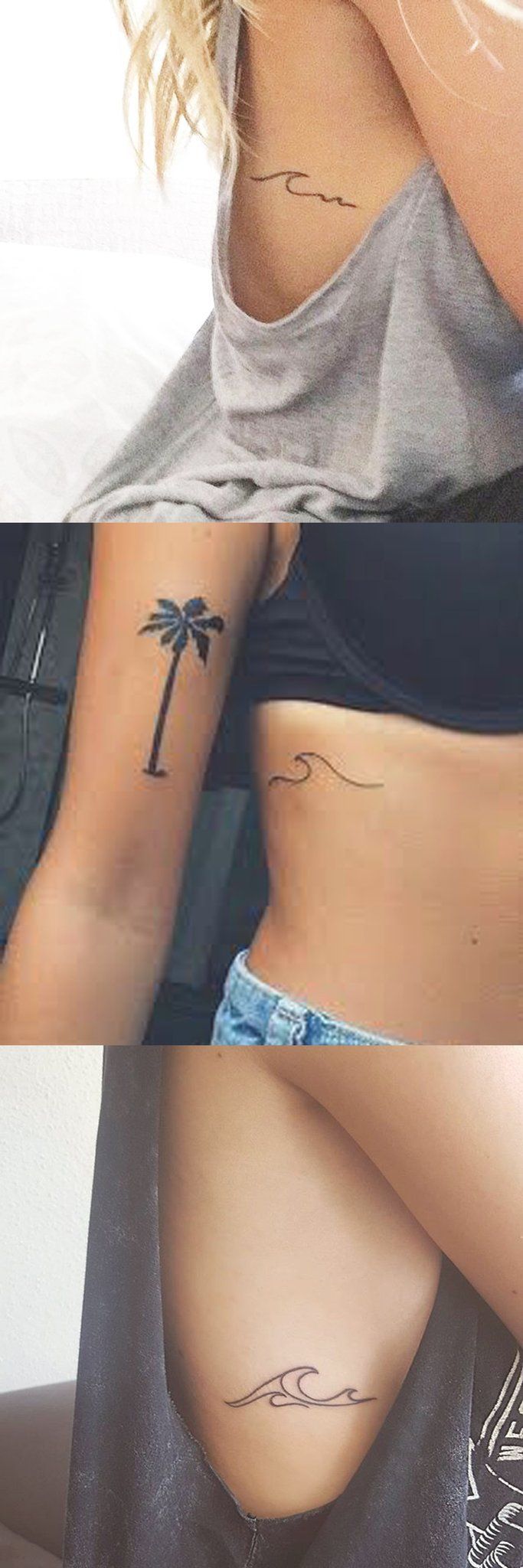 Minimalist Small Tattoo Ideas for Women - Surf Wave Beach Ocean Rib Tatt - Palm ...